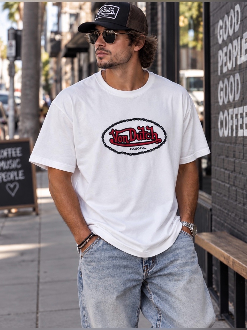 NWT Von Dutch USA So Cal Embroidered Tee Shirt